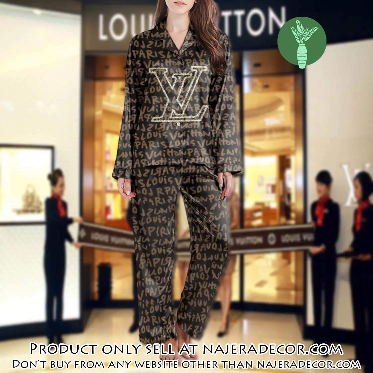 Lv monogram long satin pajama set pjs1032 njr3808094